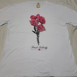 Montce White Shirt with Pink Rose Design